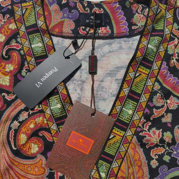 NWT ETRO  100% Wool Maglia Palm Springs V-neck Paisley Pullover Sweater Top. 8 - Picture 7 of 8